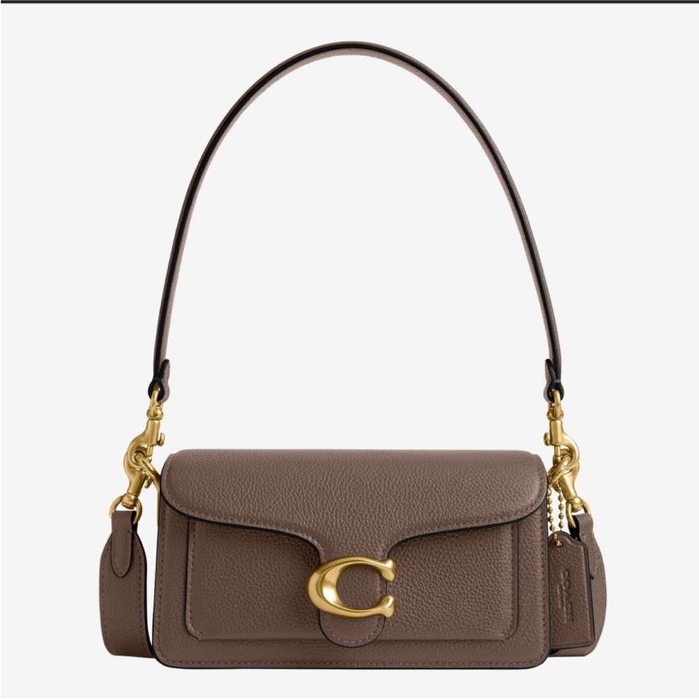 Coach Taupe Leather Shoulder Bag with Gold Hardware